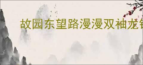 故园东望路漫漫双袖龙钟泪不干